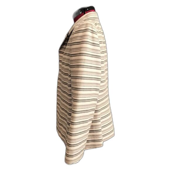 Kasper Blazer Women's Size 12 Beige & Grey Striped Long Sleeves Open Front - Picture 3 of 9